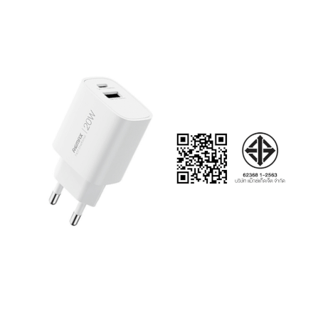 หัวชาร์จเร็ว REMAX U187-AC20W-WHT USB+C 20W พร้อมสาย C to C สีขาว_2